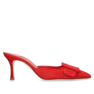 MANOLO BLAHNIK Maysale Mule velvet suede heels valentine